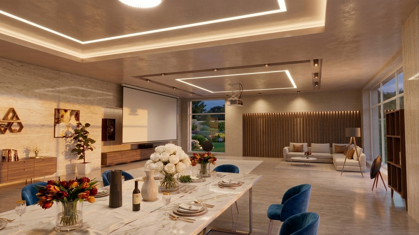 Rendering fotorealistico salotto realizzato da Techfly